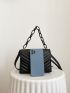 Mini Chevron Flap Chain Handle Square Bag