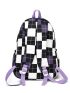 Plaid Print Release Buckle Decor Functional Backpack