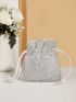 Mini Allover Rhinestone Decor Bucket Bag