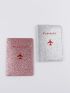 2pcs Couple Plane & Letter Graphic Passport Case