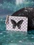 X Mystic heart Goth Checkered Butterfly Graphic Card Holder