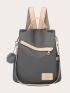 Pom-pom Charm Backpack With Detachable Strap