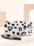 Leopard Pattern Zipper Around Fluffy Long Wallet