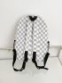 Checkered Pattern Letter Patch Decor Functional Backpack