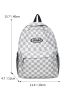 Checkered Pattern Letter Patch Decor Functional Backpack
