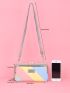 Colorblock Letter Graphic Kiss Lock Phone Wallet