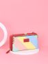 Color Block Patch Detail Kiss Lock Long Wallet