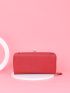 Color Block Patch Detail Kiss Lock Long Wallet