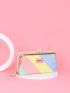 Color Block Patch Detail Kiss Lock Long Wallet
