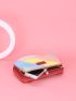 Color Block Patch Detail Kiss Lock Long Wallet