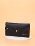 Letter Graphic Button Decor Long Wallet