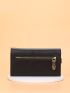 Letter Graphic Button Decor Long Wallet