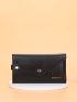 Letter Graphic Button Decor Long Wallet