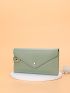 Letter Graphic Button Decor Long Wallet