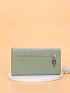 Letter Graphic Button Decor Long Wallet