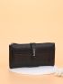 Crocodile Embossed Letter Graphic Long Wallet