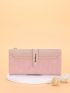 Letter Graphic Crocodile Embossed Long Wallet