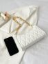 Quilted Detail Chain Baguette Bag
