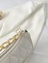 Quilted Detail Chain Baguette Bag
