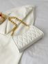 Quilted Detail Chain Baguette Bag