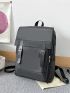 Metal Buckle Decor Flap Backpack