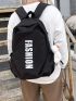 Letter Graphic Drawstring Decor Backpack