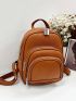 Litchi Embossed Multi Zipper Functional Backpack