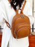 Litchi Embossed Multi Zipper Functional Backpack