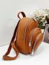 Litchi Embossed Multi Zipper Functional Backpack