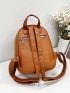 Litchi Embossed Multi Zipper Functional Backpack