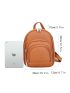 Litchi Embossed Multi Zipper Functional Backpack