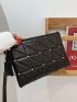 Quilted Studded & Tassel Decor Square Bag With Wristlet