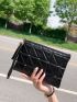 Quilted Studded & Tassel Decor Square Bag With Wristlet