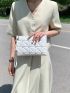 Quilted Studded & Tassel Decor Square Bag