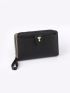 Shell & Faux Pearl Decor Long Wallet With Wristlet