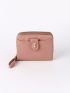 Shell & Faux Pearl Decor Small Wallet With Wristlet