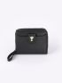 Shell & Faux Pearl Decor Small Wallet With Wristlet