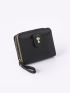 Shell & Faux Pearl Decor Small Wallet With Wristlet