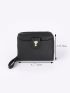 Shell & Faux Pearl Decor Small Wallet With Wristlet