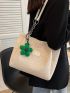 Letter Patch Decor Straw Bag Without Bag Charm