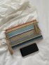 Colorblock Tassel Decor Straw Bag