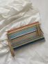 Colorblock Tassel Decor Straw Bag
