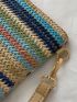 Colorblock Tassel Decor Straw Bag