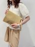 Metallic Stone Decor Square Bag
