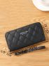Letter Patch Quilted Pattern Long Wallet