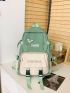 Two Tone Release Buckle & Badge Decor Functional Backpack