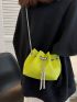 Mini Tassel Decor Drawstring Design Bucket Bag