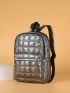 Metallic Quilted Curved Top Backpack