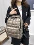 Metallic Quilted Curved Top Backpack