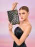 Sequins Decor Two Tone Clutch Bag
